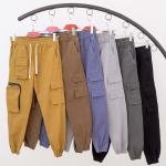 بنطلون كارجو رجالي بجيوب جانبية وخامة ناعمة مطاطة من DH Wear