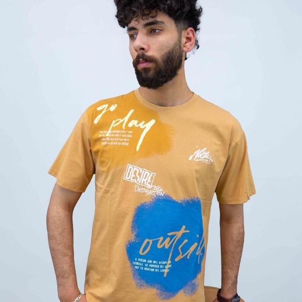 تشيرت رجالي بينيه بأكمام قصيرة وقبة دائرية