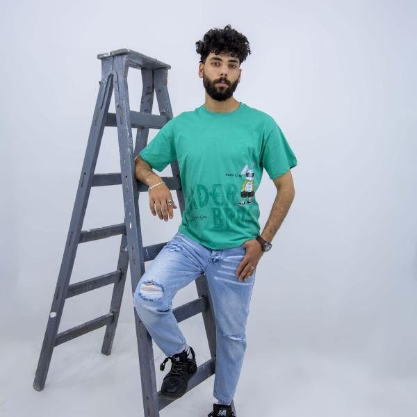 تشيرت رجالي بينيه بأكمام قصيرة وقبة دائرية