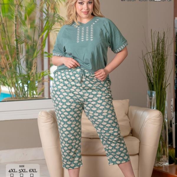 بيجامة صيفية للنساء والبنات نص كم كود K1412