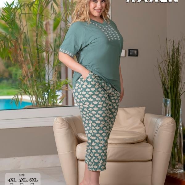 بيجامة صيفية للنساء والبنات نص كم كود K1412