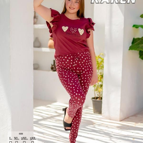 طقم بيجامة صيفي حريمي – قطن ناعمة بتصميم عصري، مريح للبيت من New Karen