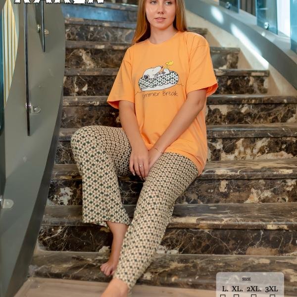 طقم بيجامة صيفي حريمي – قطن ناعمة بتصميم عصري، مريح للبيت من New Karen