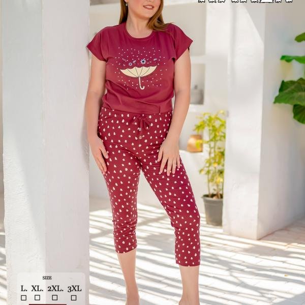 طقم بيجامة صيفي حريمي – قطن ناعمة بتصميم عصري، مريح للبيت من New Karen