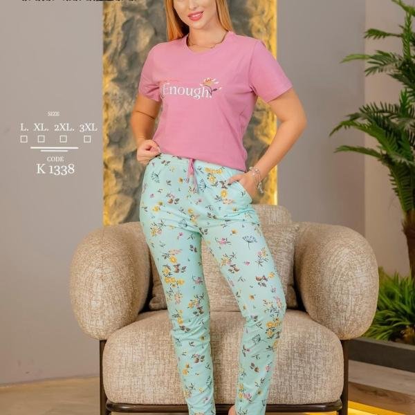 طقم بيجامة صيفي حريمي – قطن ناعمة بتصميم عصري، مريح للبيت من New Karen