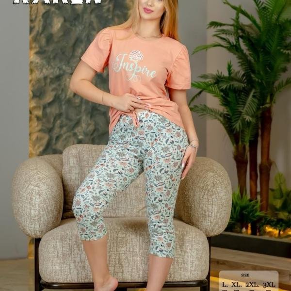 طقم بيجامة صيفي حريمي – قطن ناعمة بتصميم عصري، مريح للبيت من New Karen